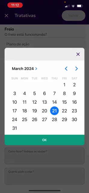 Calendário para definir o prazo do plano de ação
