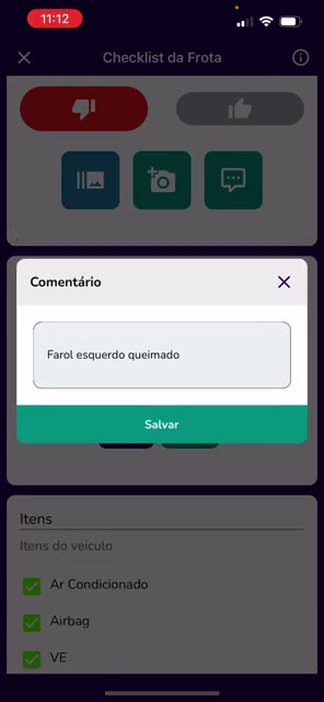 Caixa de comentário preenchida com botão Salvar