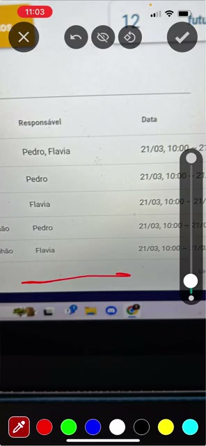 Tela de marcação da foto com cores