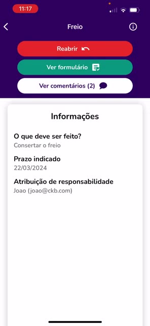Detalhes de um plano concluído com o botão Reabrir